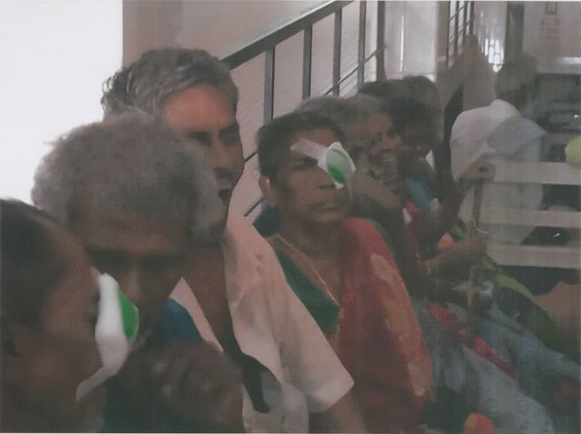 Elderly beneficiaries with eye dressings
